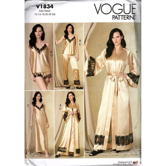 Vogue V1834 Misses 16 to 24 Robe, Slip, Camisole and Pants UNCUT Sewing Pattern - Picture 1 of 2